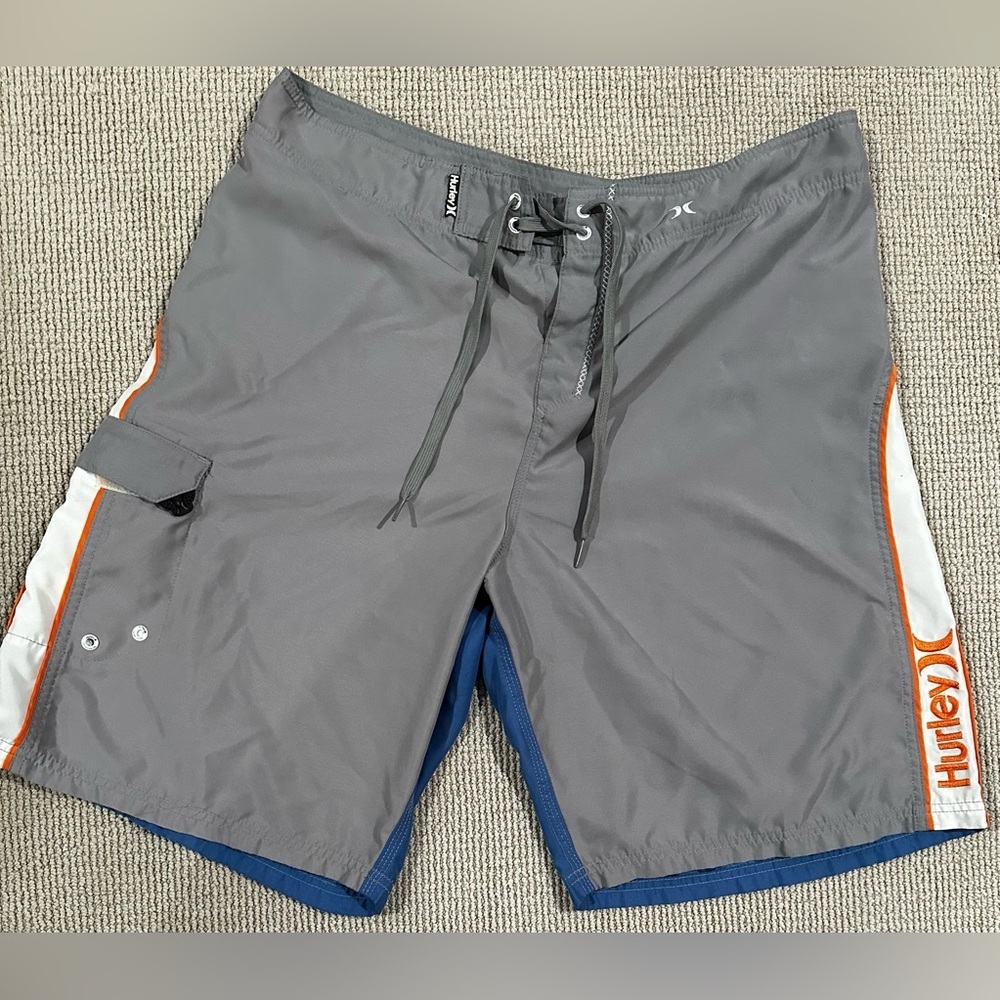 Hurley Board Shorts Gray and Blue Swim Size 38/XL Men's